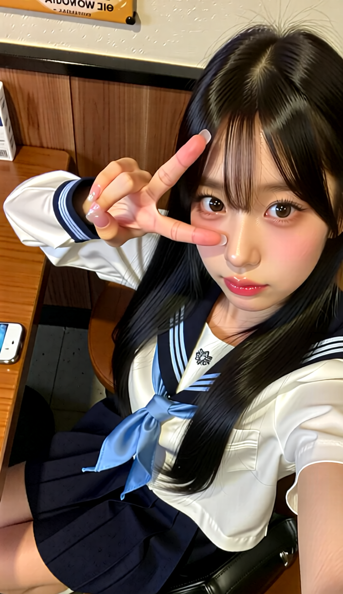 【AIフェラ動画】自撮り中に見つけたJ◯にちんこ差し出したら、躊躇なくフェラ開始ｗ