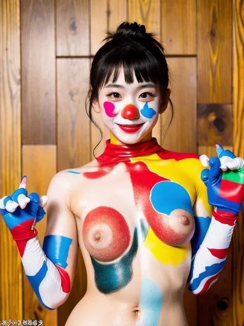 まんさんピエロのボディペイントで遊ぶ