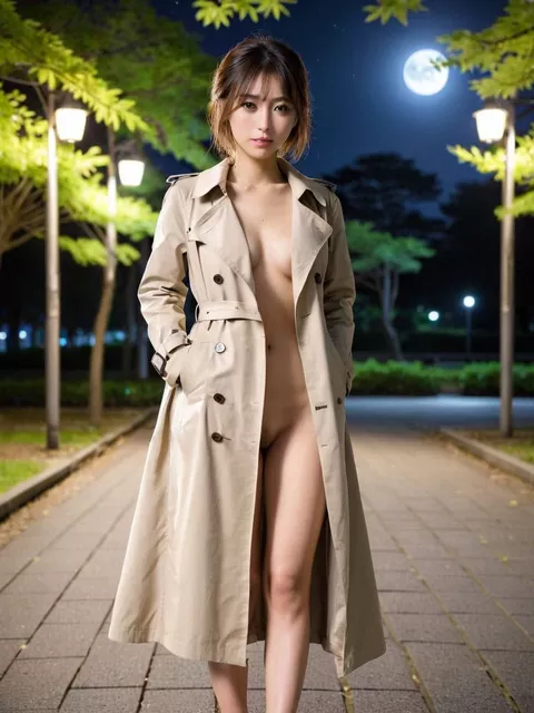 トレンチコート露出画像まとめ