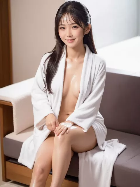 お風呂上がりバスローブ画像