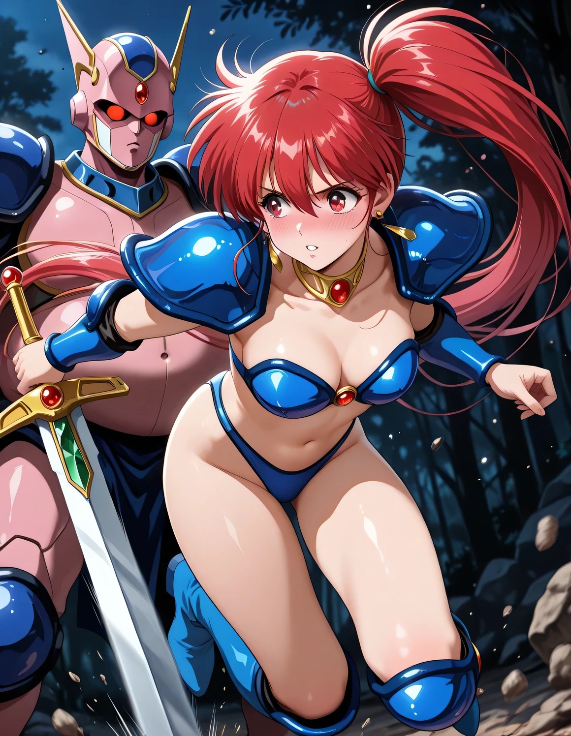 【二次AI画像】ビキニアーマーで戦うのが恥ずかしそうな幻夢戦記レダ“朝霧陽子”