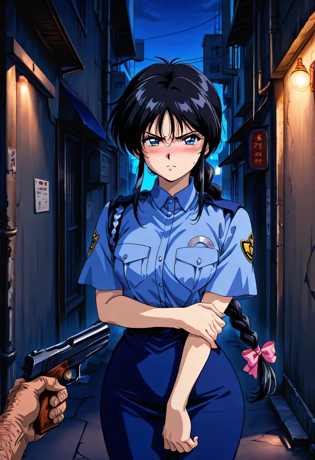 【逮捕しちゃうぞ】銃を奪われ下着姿にされる小早川美幸の二次AI画像