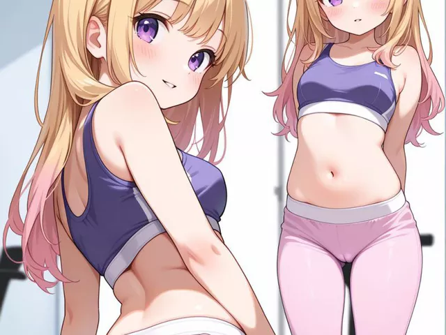 しなやかに、くいこむ…！ それが着エロのまんすじクオリティ‼︎ スポーツレギンス少女たちのキワどすぎるセクシーポーズをマルチビュー視点で堪能せよ！［30枚］