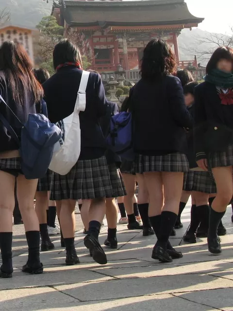【画像】見物するはずが見物されてしまう修学旅行中の女子高生