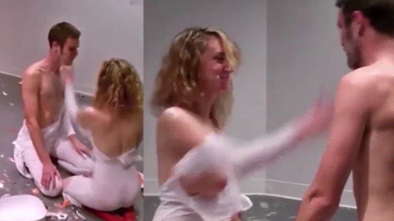 爆乳の女性と男性が交互にビンタする・・・これが芸術？？