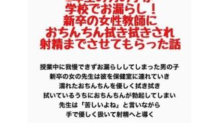【新着同人誌】○年生の男の子が学校でお漏らし！新卒の女性教師におちんちん拭き拭きされ、射…