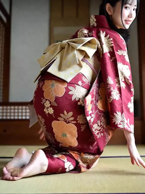 【AIえち動画】浴衣美女が座りなおすと。。
