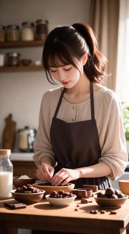 【AIえち動画】もうすぐバレンタインデー。心を込めてチョコ作り…