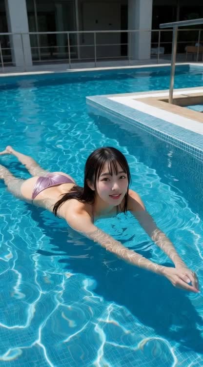 【AIえち動画】プールから上がる美女