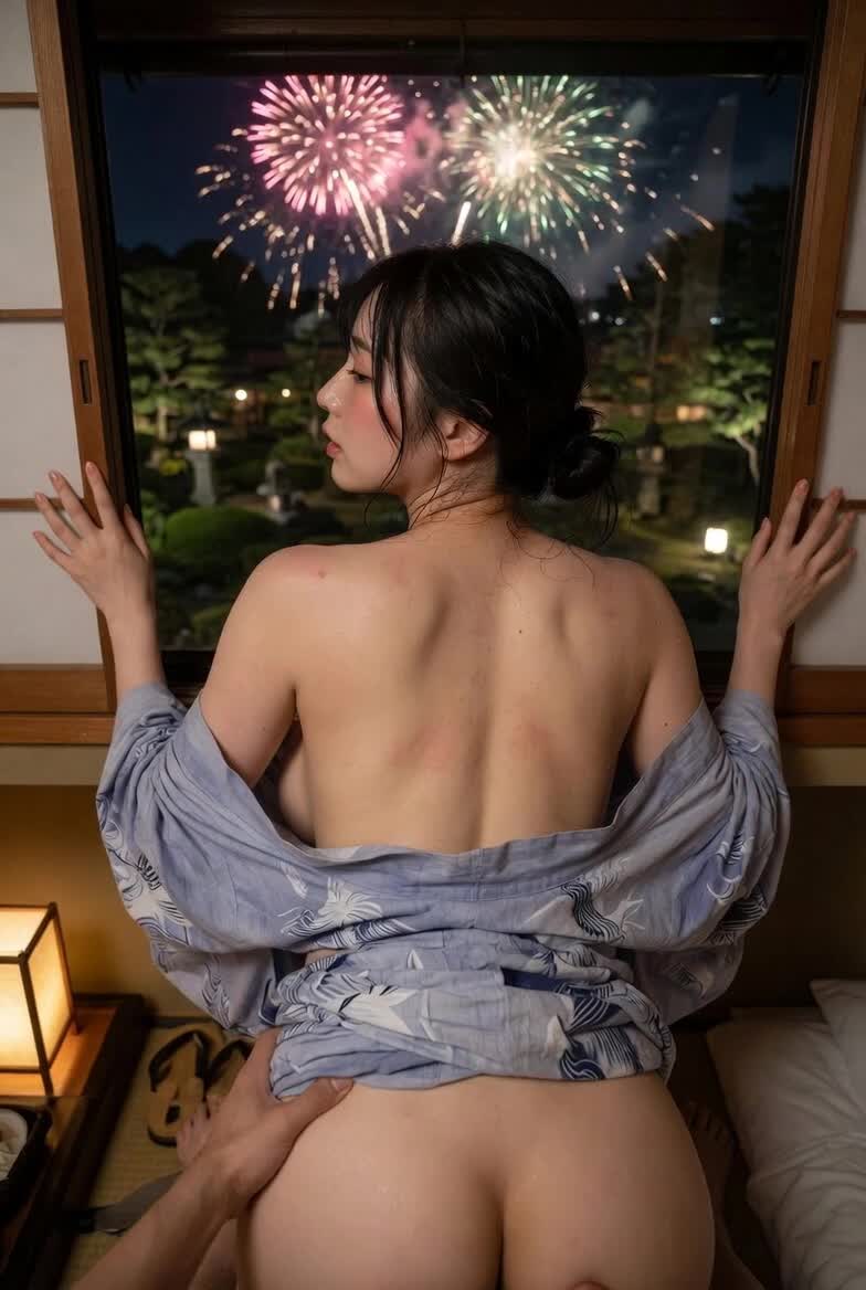 【AIえち動画】花火を見ながら立ちバック