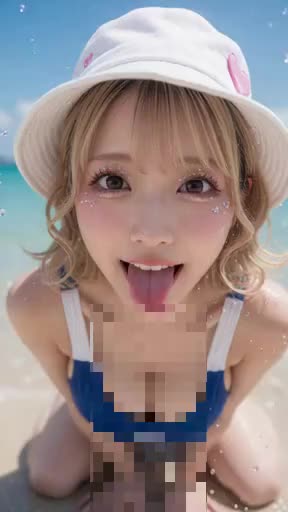 【AIえち動画】可愛すぎるビキニギャルが笑顔でチンポを咥え込む
