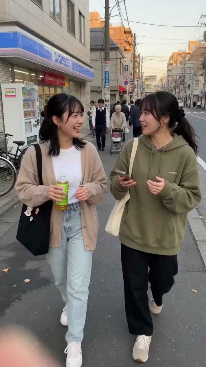 【AIえち動画】ごくありふれた街角の風景