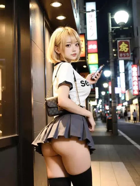 【AIえち動画】ハミ尻超ミニスカ金髪ギャル　パートナー4