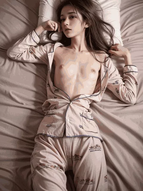 パジャマがはだけてエッチなAI美女