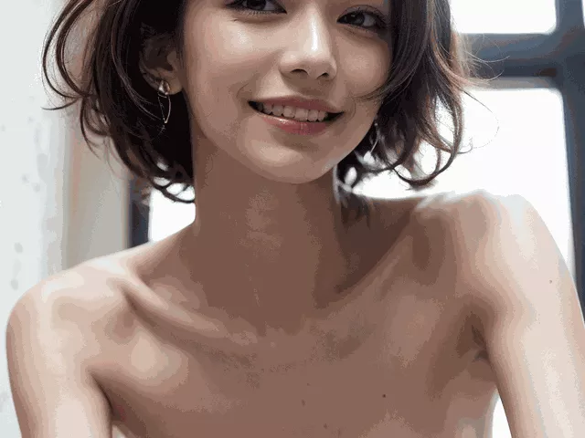 全裸の美女をローアングルから観察