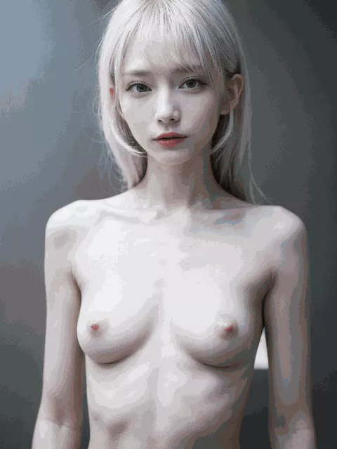 アルビノの美しい色白美女の全裸ヌード画像