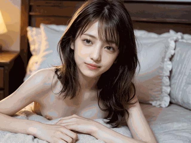 全裸の美女と添い寝するエロ画像