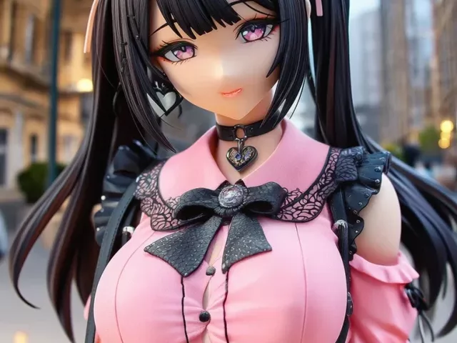 【オリジナル】地雷系女子の巨乳が服からこぼれプルプル揺れ誘惑【フィギュアエロCG48枚】