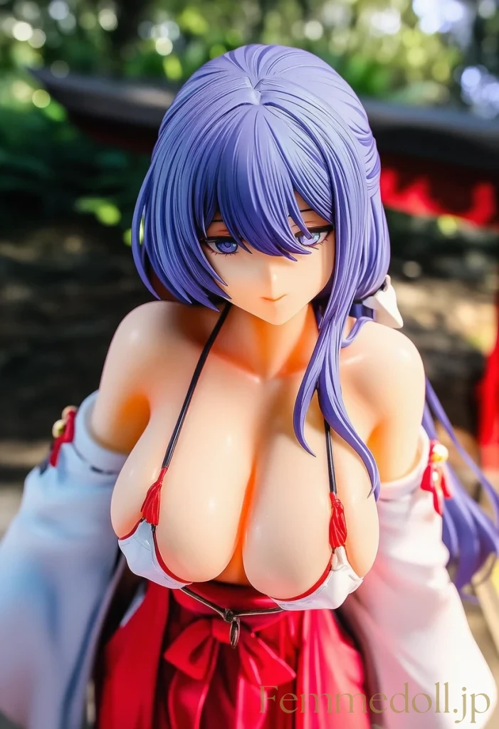 【オリジナル】巨乳巫女の谷間がプルン揺れて視線釘付け。巫女ビキニの誘惑【エロフィギュアAI24枚】