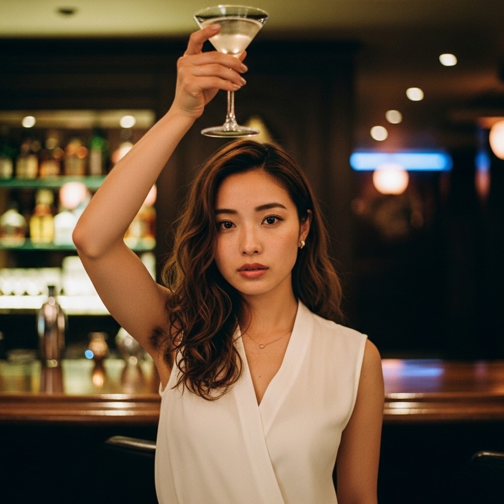 【AI腋毛画像】AI美女の腋毛を見ながらお酒を飲みたい