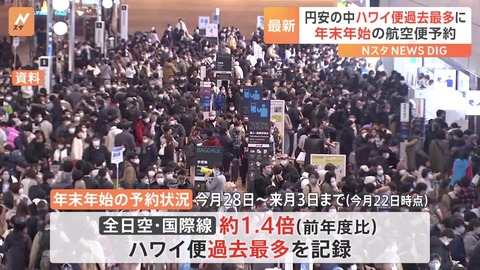 年末年始のANAハワイ路線: 過去最多300万人の旅客数に迫る
