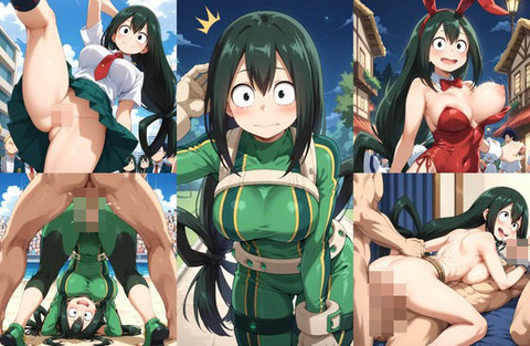 （AI・アニメ寄り）【蛙○梅雨イラストエロ画像】ヒロアカに登場する梅雨ちゃんのエロい画像集（僕のヒーローアカデミア）