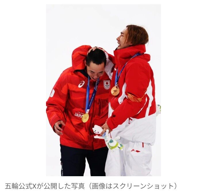 「中国の人間性よ」スノボで金メダルの木村葵来の頭に…表彰台で生まれた友情シーンにネット感動