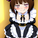【エロ画像】茶髪外ハネボブロリ体型×メイド服_AI_アニメエロ画像