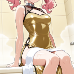 【エロ画像】桜色ツインテール細身×お風呂・入浴_AI_アニメエロ画像