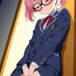 【エロ画像】オレンジツインテール長身貧乳眼×オナニー・自慰_AI_アニメエロ画像