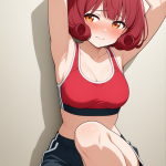 【エロ画像】赤髪外ハネボブグラマラス×手縛り・拘束_AI_アニメエロ画像