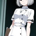 【エロ画像】グレーボブ細身長身×ナース服_AI_アニメエロ画像