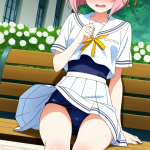 【エロ画像】ピンク髪ボブ外ハネ細身×野外露出_AI_アニメエロ画像