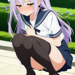 【エロ画像】ピンク髪セミロング巨乳×おしっこ・放尿_AI_アニメエロ画像