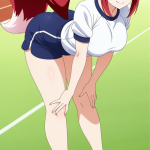 【エロ画像】赤髪ポニーテール巨乳むっちり×体操服・ブルマ_AI_アニメエロ画像