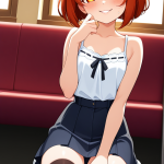 【エロ画像】白髪ボブ内巻きむっちり×ニーソ・絶対領域_AI_アニメエロ画像