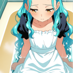 【エロ画像】水色ウェーブロングむっちり×お風呂・入浴_AI_アニメエロ画像