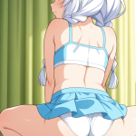 【エロ画像】白髪ツインおさげロリ体型×バック・後背位_AI_アニメエロ画像