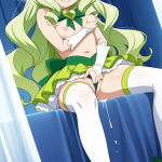 【エロ画像】ライム色内巻きセミロングロリ体×母乳・ミルク_AI_アニメエロ画像