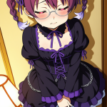 【エロ画像】紫髪三つ編みむっちり小柄×オナニー・自慰_AI_アニメエロ画像