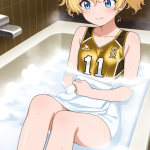 【エロ画像】金髪ツインテール長身貧乳×お風呂・入浴_AI_アニメエロ画像