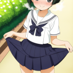 【エロ画像】緑髪刈り上げショートロリ×美少女エロ_AI_アニメエロ画像