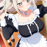 【エロ画像】プラチナ髪アップスタイル巨乳メ×鏡越し_AI_アニメエロ画像