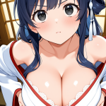 【エロ画像】青髪ハーフアップ巨乳スレンダー×パイズリ_AI_アニメエロ画像