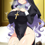 【エロ画像】紫髪セミロング巨乳×潮吹き_AI_アニメエロ画像