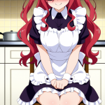 【エロ画像】マゼンタウェーブロング柔らか体×メイド服_AI_アニメエロ画像
