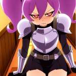 【エロ画像】紫髪ロールツインテールむっちり×ニーソ・絶対領域_AI_アニメエロ画像