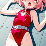 【エロ画像】桜色髪刈り上げショートロリ体型×アヘ顔・イキ顔_AI_アニメエロ画像