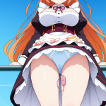 【エロ画像】オレンジセミロング巨乳ふんわり×バイブ責め_AI_アニメエロ画像