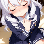 【エロ画像】白髪内巻きセミロング貧乳小柄×オナニー・自慰_AI_アニメエロ画像